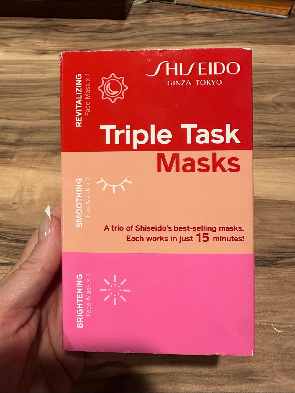 Shiseido Triple Task Masks - Red, Peach, Pink Packaging